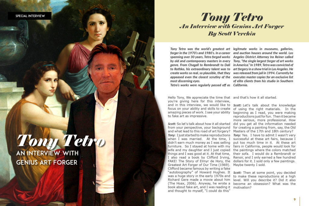 Tony Tetro in Art Market Magazine. An Interview with Genius Art Forger by Scott Verchin