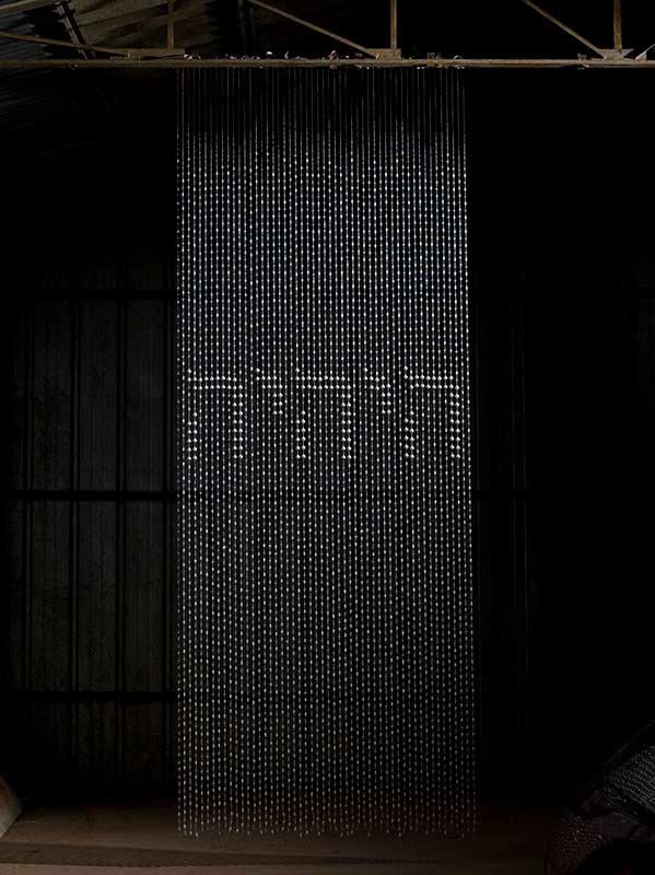 Eli Petel © hyhyh (could this thing be), 2003-2007 beads and fishing line, 160x380 cm