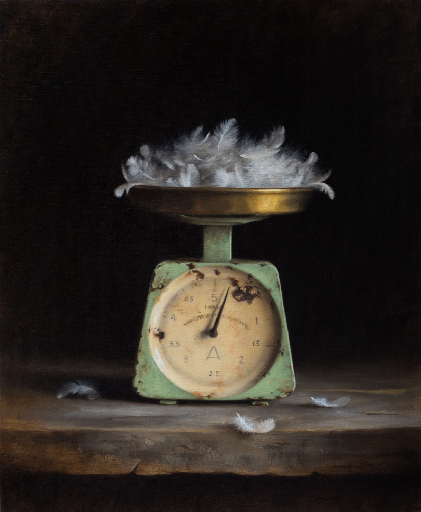 Scale and Feathers,2016, Oil on Linen, 56x46cm