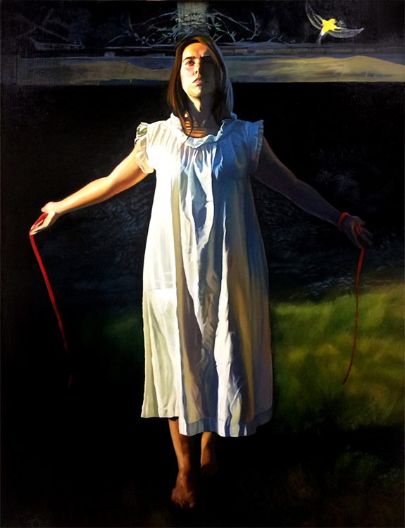 “sleepwalker”, Series: “The Things that Bind Us”, Oil on Linen, 36x47 inches