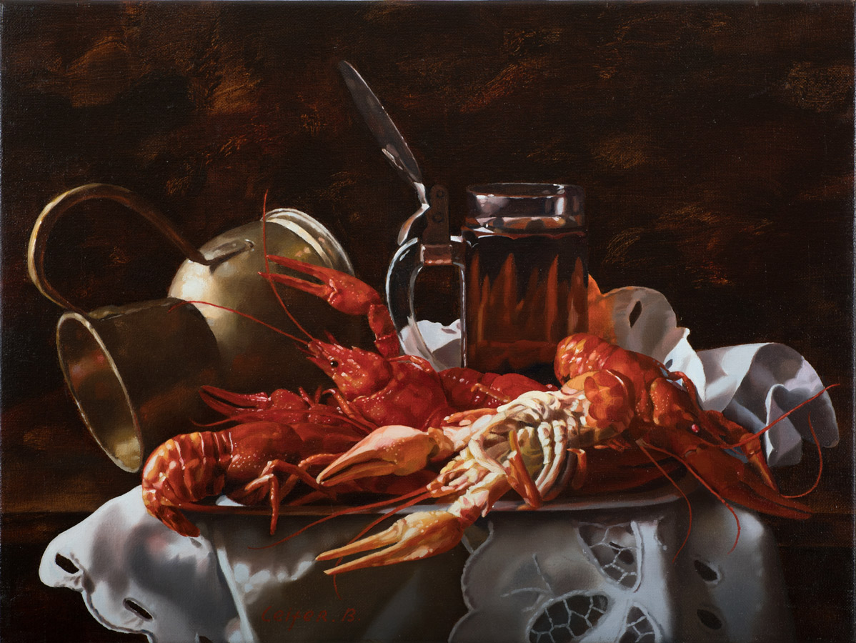 Boris Leifer. Crabs and Beer. Oil on Canvas. 45.7x 61 cm. 2008