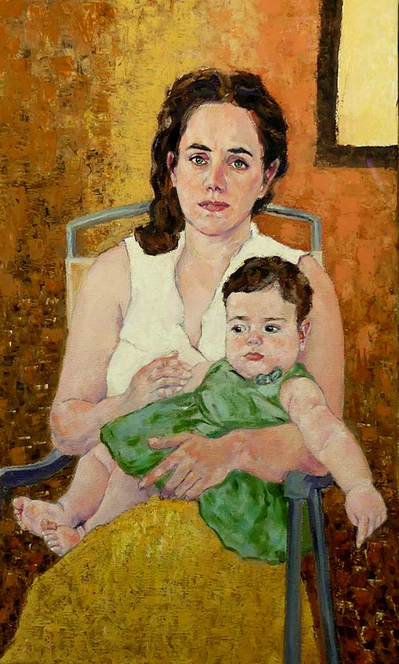 Portrait of woman with a little girl. 2017
Oil on canvas. 100 x 60 cm. 
Lubov Meshulam Lekovitch © All rights reserved. 