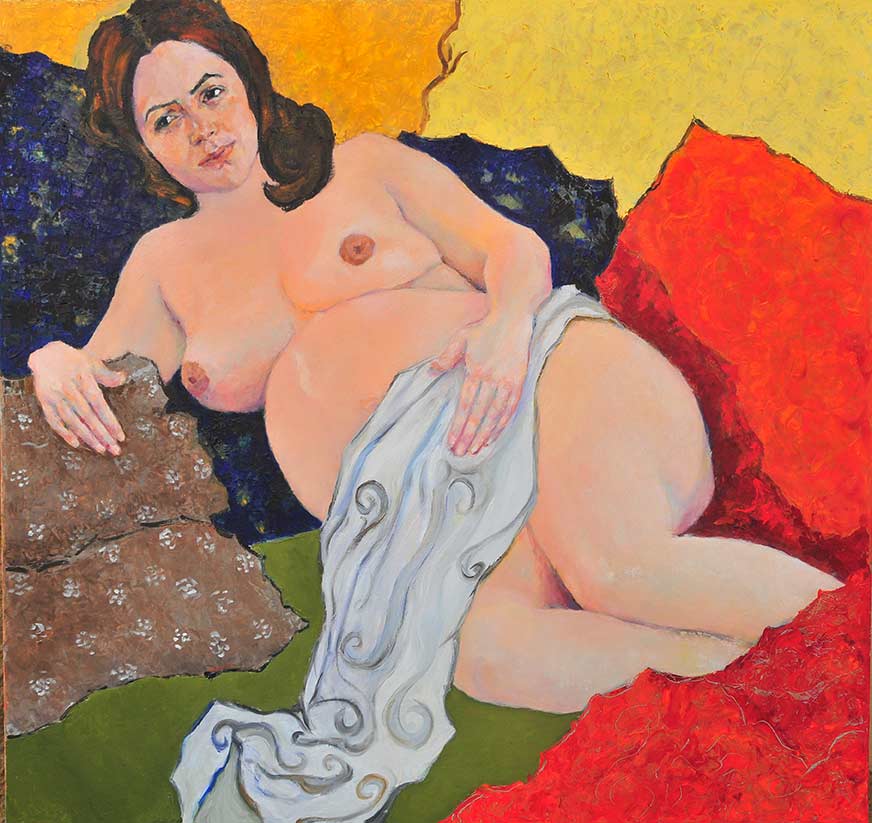 Portrait of a pregnant woman.
 Oil on canvas. 95 x 100 cm
 Lubov Meshulam Lekovitch © All rights reserved.