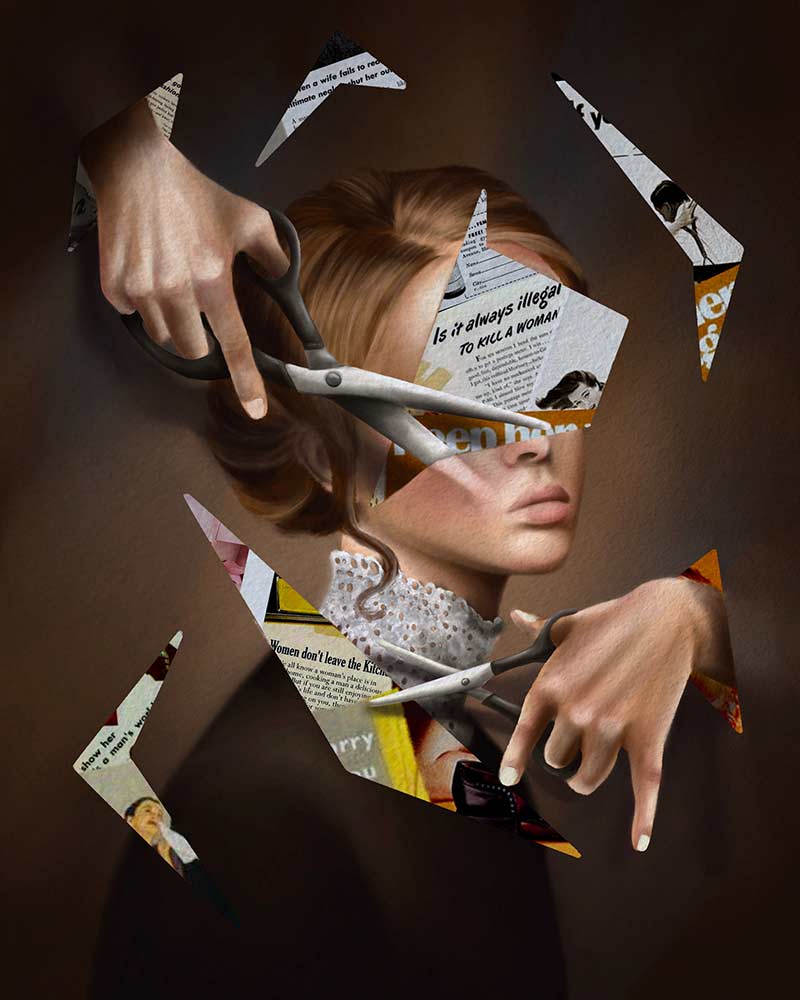 Cutting Corners. 2021. 
 Digital Painting. 20.32 x 25.4 cm 
 Hannah Rose © All rights reserved.