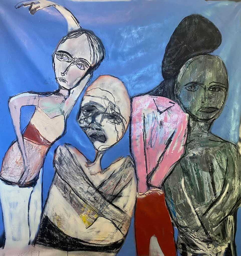 The Unwanted, 2021
 Acrylic paint and spray paint charcoal and Pastel on canvas.
 60 x 60 inches. 
 Alexander Charriol © All rights reserved. 