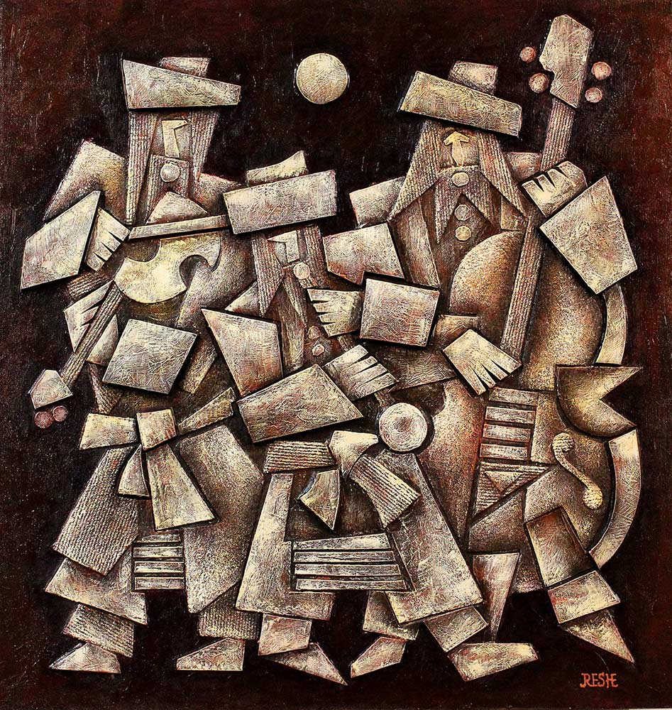 Composition. Musicians. 
Mixed technics. 84 x 80 cm.
Yosef Reznikov (RESH) © 
All rights reserved. 
