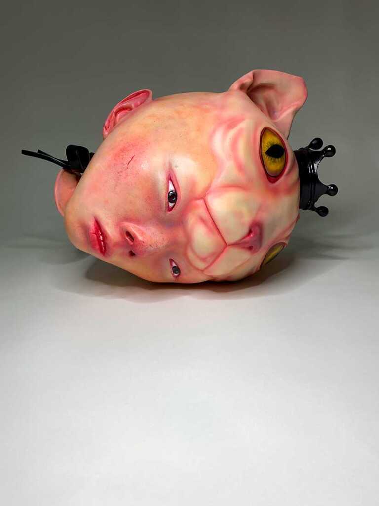 Balloon Head. 2020
Digitally sculpted and 3D printed on PLA and nylon, Resin, 
and oil paint.