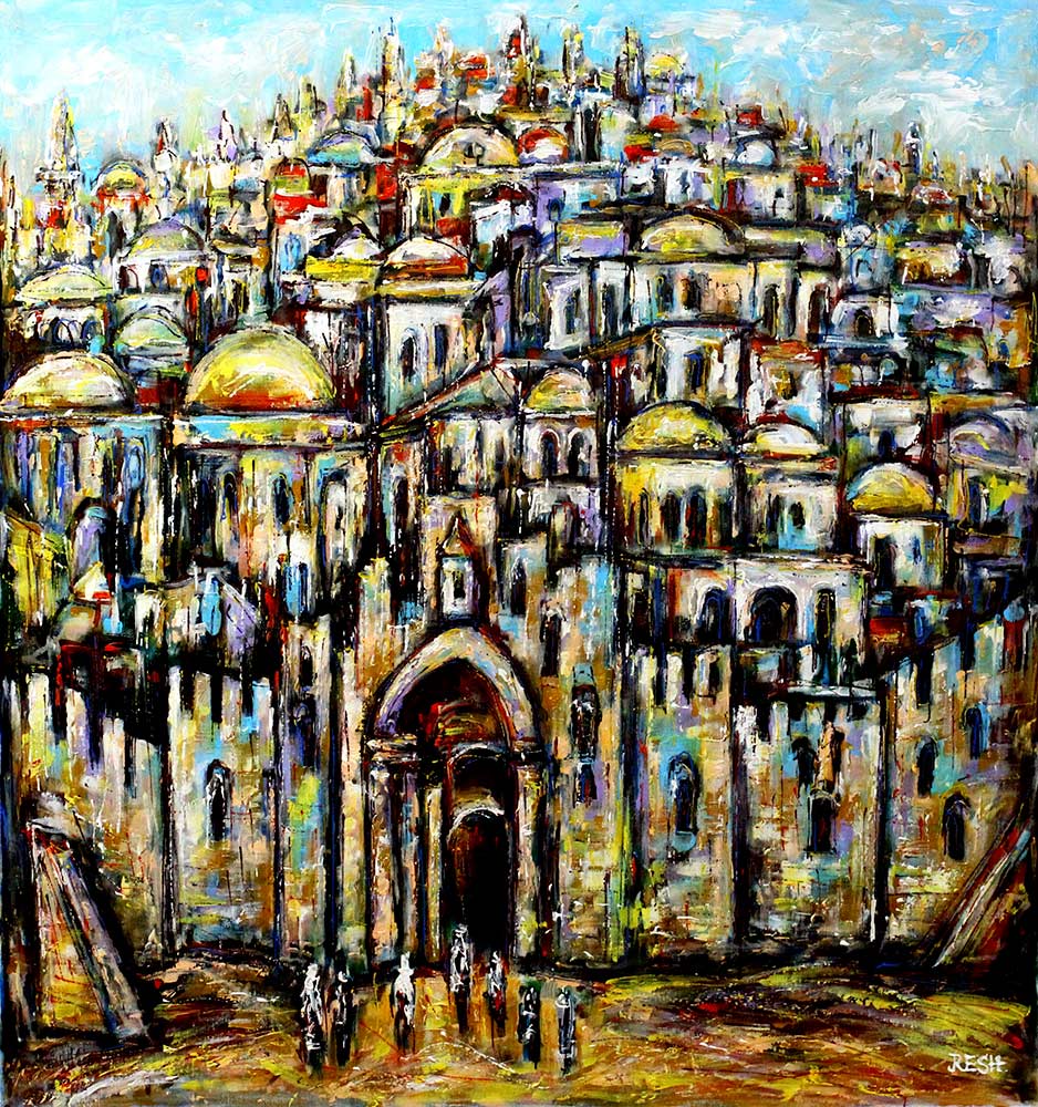 Composition. The old Jerusalem
Mixed media on canvas. 96 x90 cm.