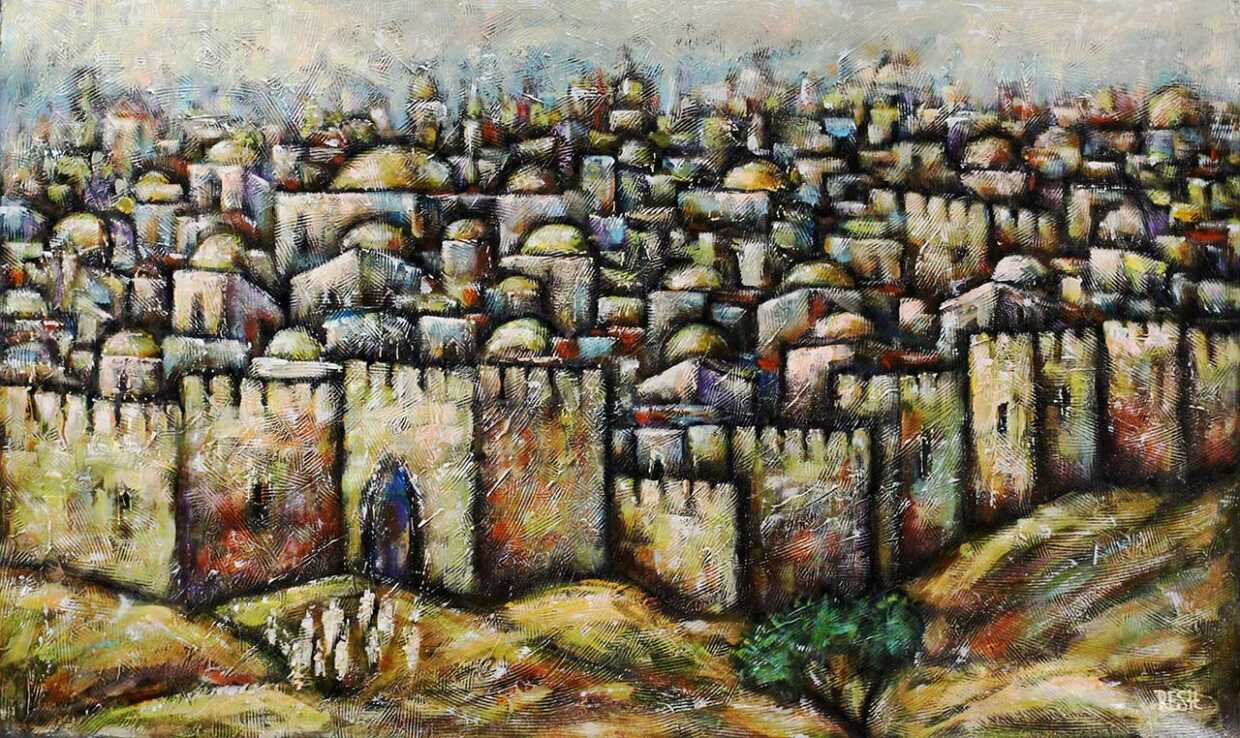 The old Jerusalem.
Mixed media on canvas. 60 x 97 cm.