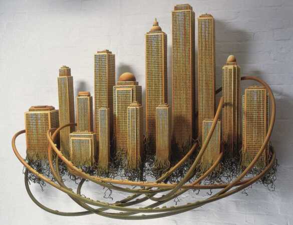 UWE TABATT. Gold List Award. Art Market Magazine. Skyline. 2006. Acrylic on lines, plastic & cars. 145 x 180 x 55 cm.