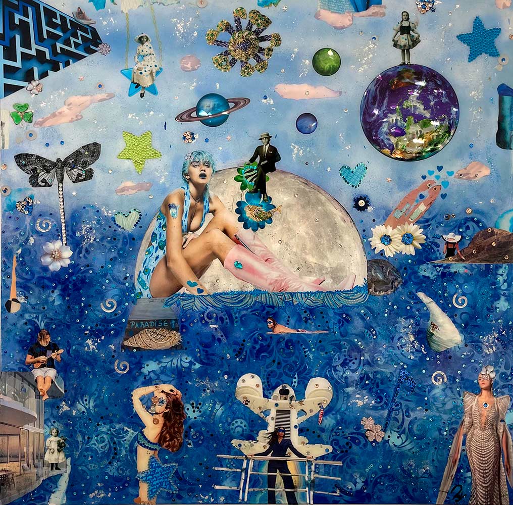 Blue life. 2022
Mixed media collage. 91.44 x 91.44 cm