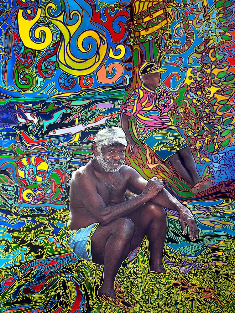Fishermans in Vanuatu. 2007. Collage. Acrylic on canvas. 130 x 90 cm.
Igor Eugen Prokop © All rights reserved.