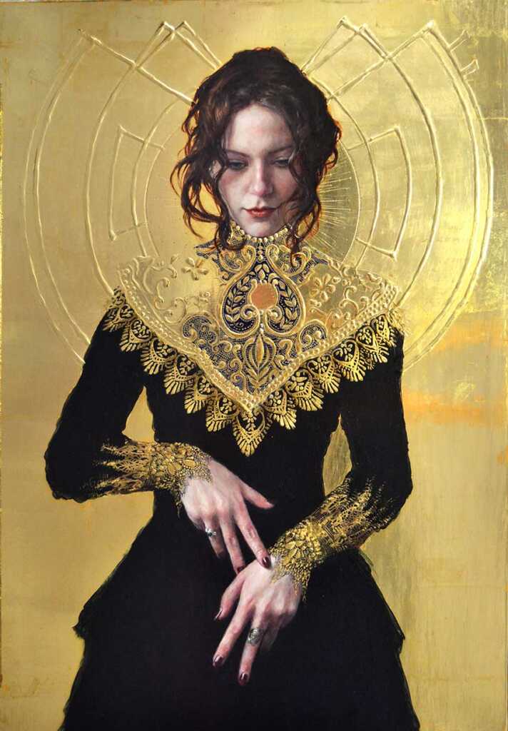 'The Alchemist'
Oil, Egg Tempera, and 24ct gold leaf on panel
40 x 66 cm
Stephanie Rew © All rights reserved. 