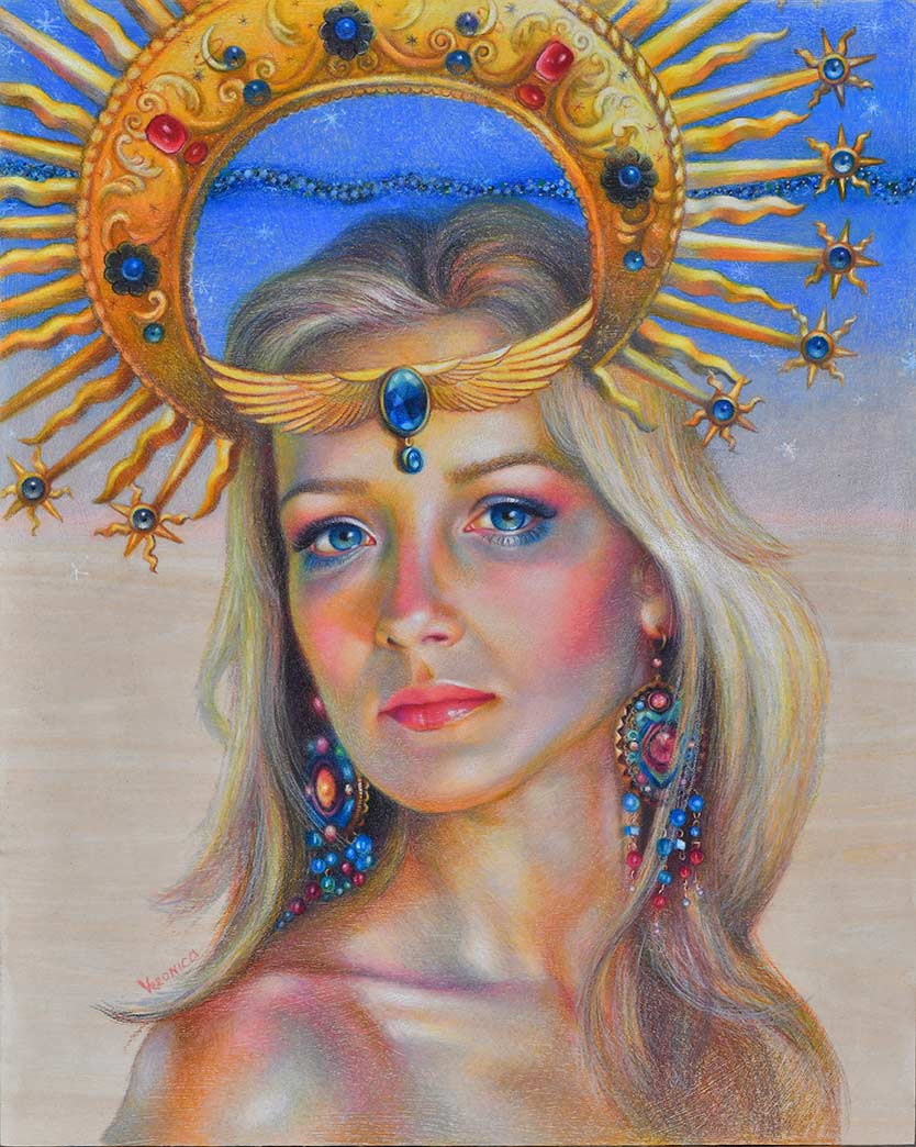 Celestial Day, 16x20 inches. Colored pencil on a wooden board.
Veronica Winters © All rights reserved.