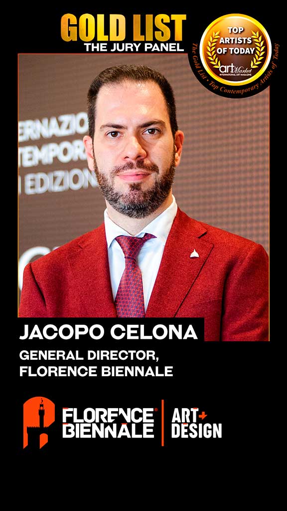 Jacopo Celona on the Jury Panel of the Gold List Special Edition 2024, published by Art Market Magazine. Florence Biennale