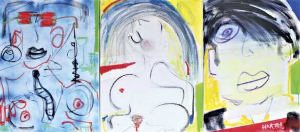 Untitled (from Modern Faces), 2022. Mixed media on canvas, 24x60 in | 61 x 152.4 cm