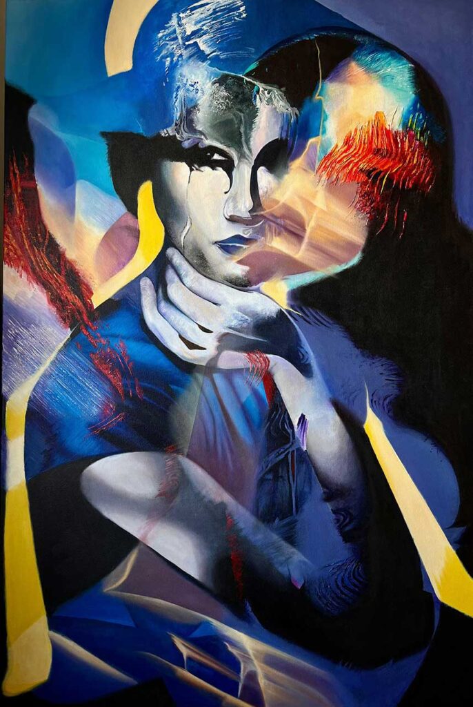 Enigma
150x100 cm, Acrylic and oil on canvas, 2023
Bianca Paraschiv with the printed edition of Art Market Magazine © All rights reserved.