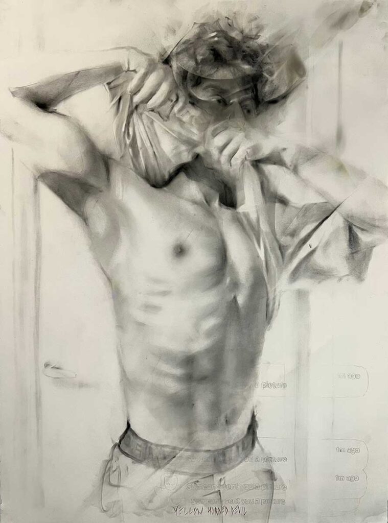 Bruised blue and orange. 2023
Charcoal and cigarette ash and fire and oil pastel on paper. 22x30 inch
Marcus Venegas © All rights reserved.