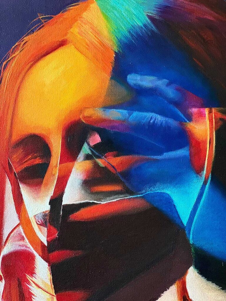 Suspicion (Details)
150x100 cm, Acrylic and oil on canvas, 2023
Bianca Paraschiv ©
All rights reserved.