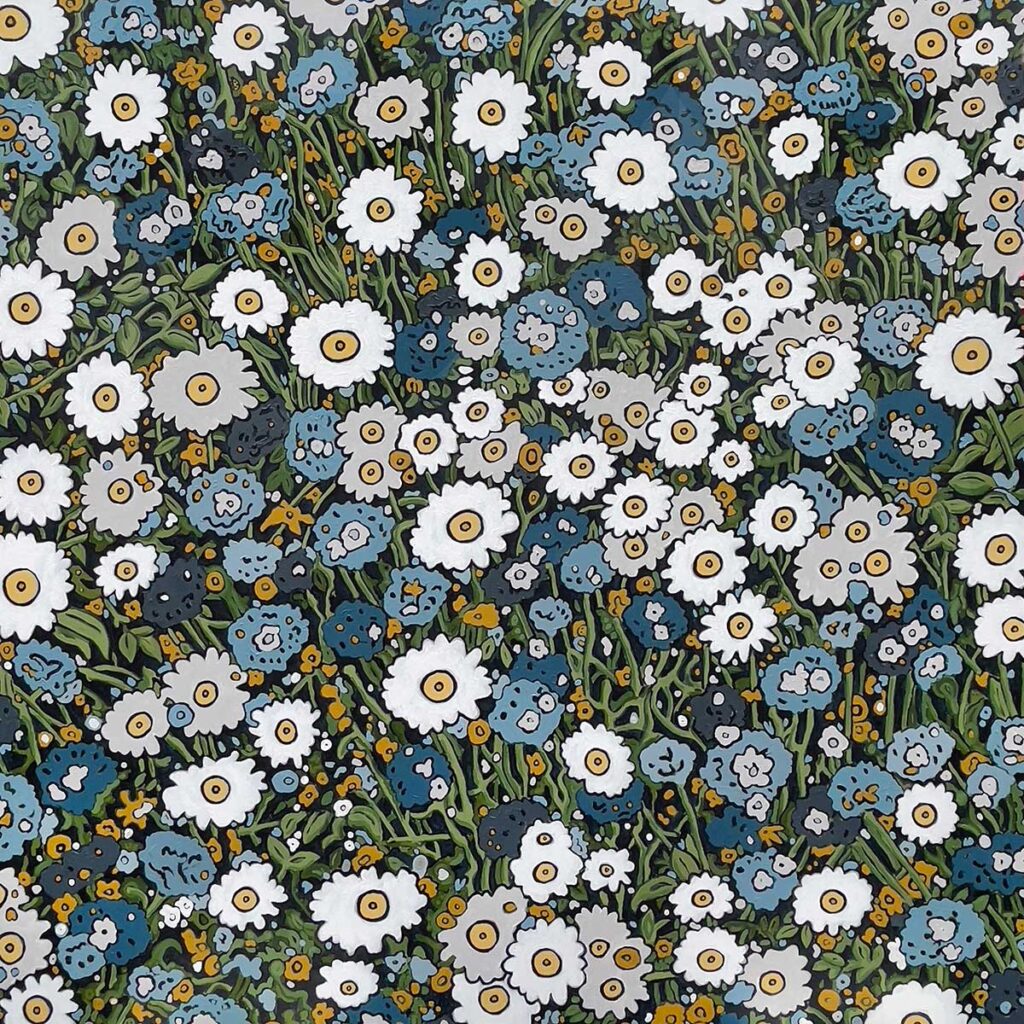 Midnight in the Moonlight Garden. 2023
Acrylic on canvas. 152x152 cm.
Chris Arnold © All rights reserved.