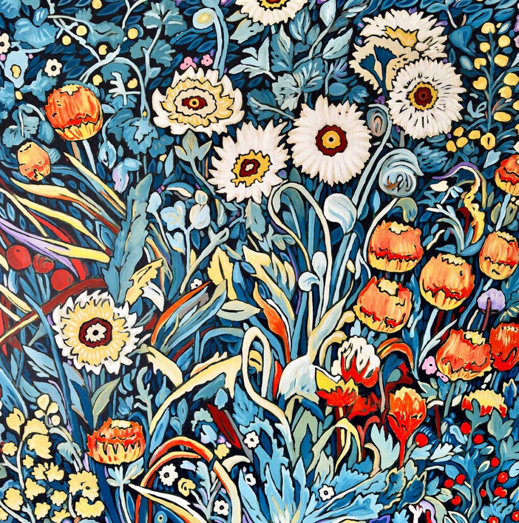 Mysteries In The Moonlight Garden. 2024
Acrylic on canvas. 122x122 cm.
Chris Arnold © All rights reserved.