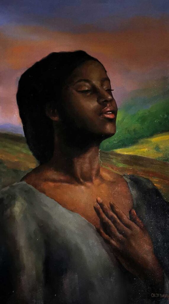 I shall find my way home
101.6x58.42 cm. 2025
Oil on canvas
David Okoi © All rights reserved.