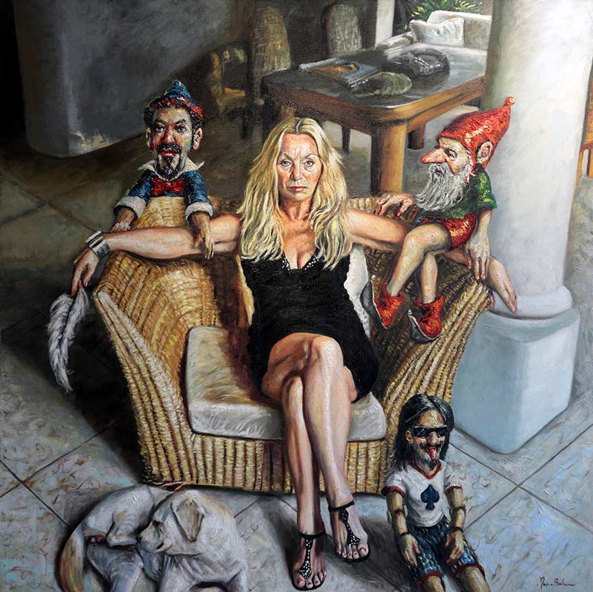 “Lady Puppeteer”
Oil on Linen, 150x150 cm (2022-25)
Mario Balsamo © All rights reserved.
