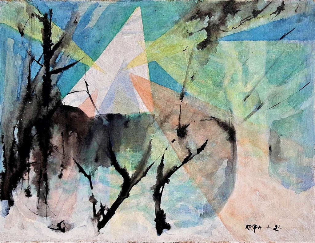 UFO: Countdown to Disclosure, 
ink, acrylic, watercolor on wood, 
40 x 52 cm, 2021
Alfred Freddy Krupa © All rights reserved.