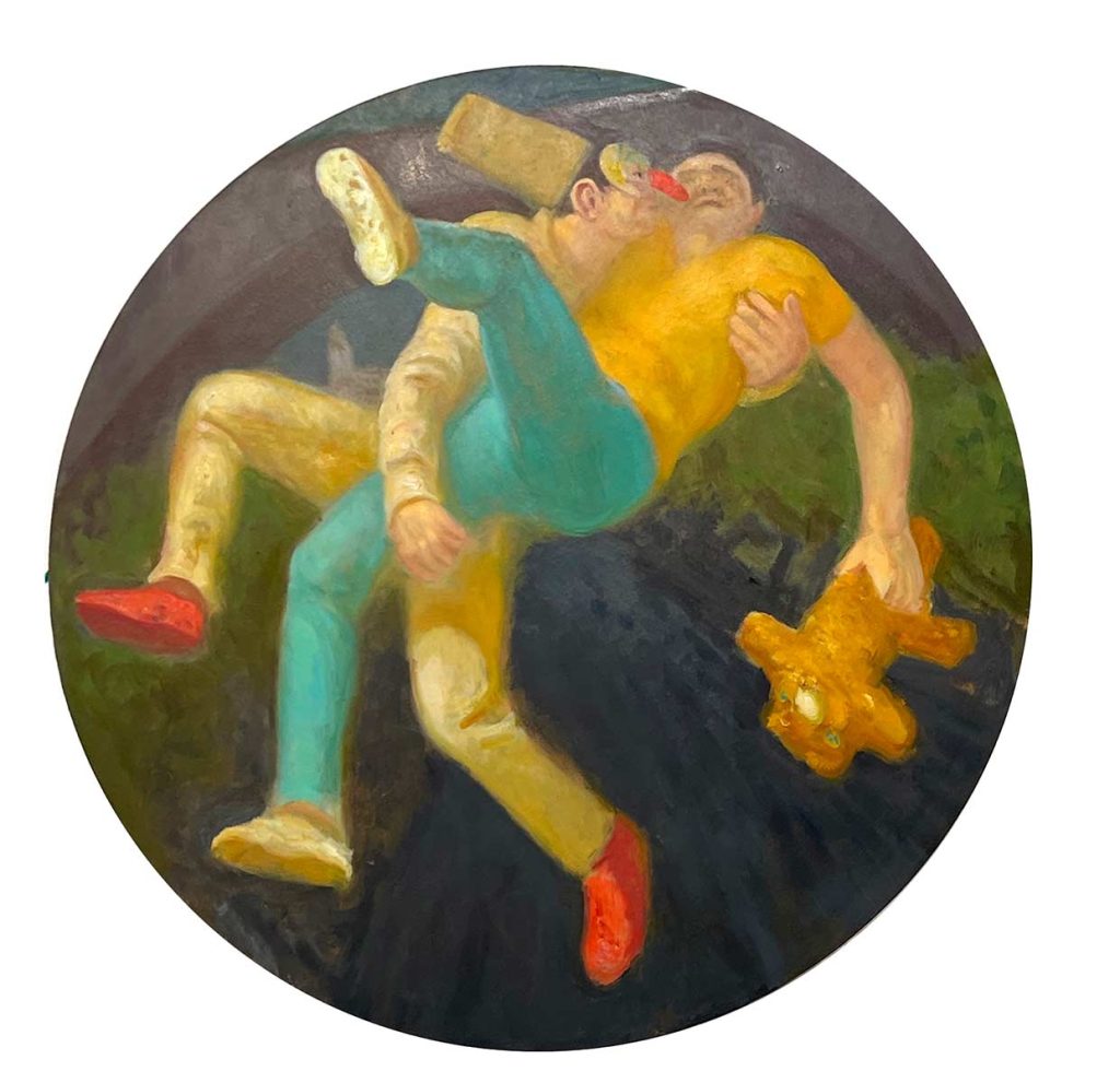 Artavita Falling Armenians for Tigran and Asan by Patrick Webb, oil on canvas, 36 diameter