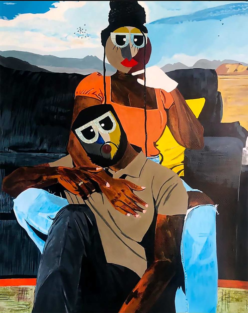Solace, 2023
Oil, acrylic, gloss, and newsprint on textured canvas
48 × 36 in | 121.92 × 91.44 cm
Toba Kayode Samuel © All rights reserved. 