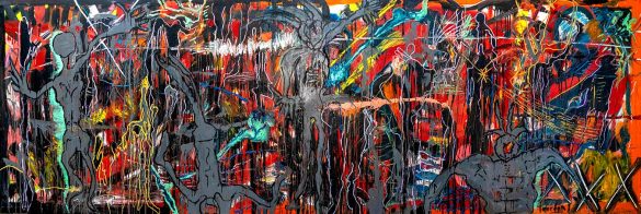 The Dancers. Oil on canvas 152 x 457cm. 2024 Gordon Massman © All rights reserved.