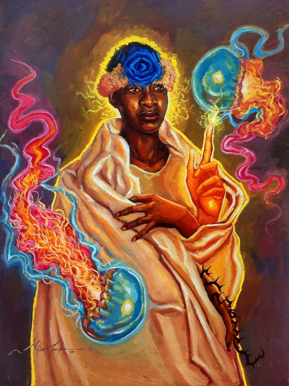 One Light; One Comfort, 2026
Oil on canvas
48 × 36 in | 121.9 × 91.4 cm
Muktar Yusuf © All rights reserved