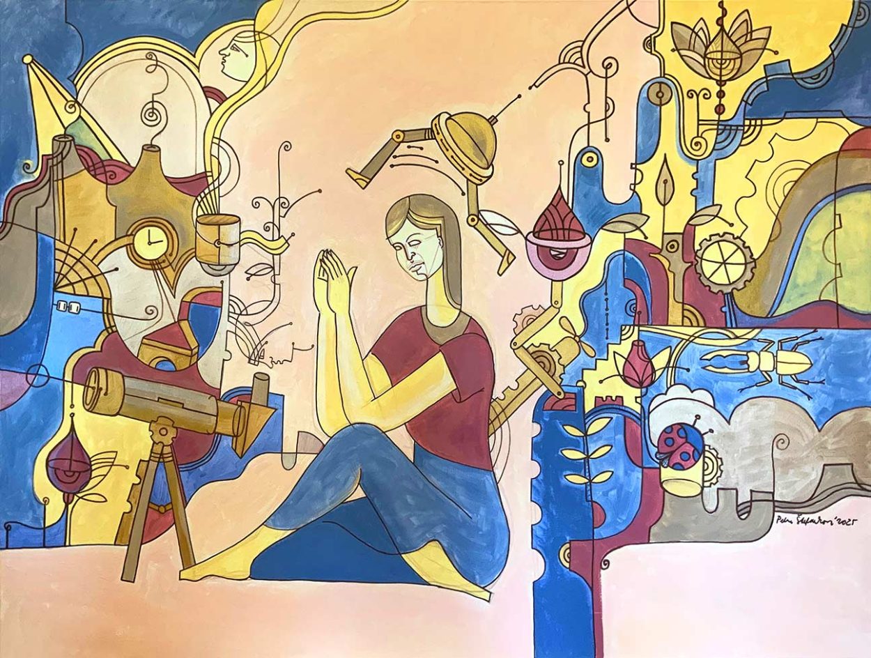 Project: Naturelogy, Waterlogy, and Prayer
Prayer for the Future,  2025
Acrylics on canvas, 120x160cm
Petra Stefankova © 
All rights reserved. 
