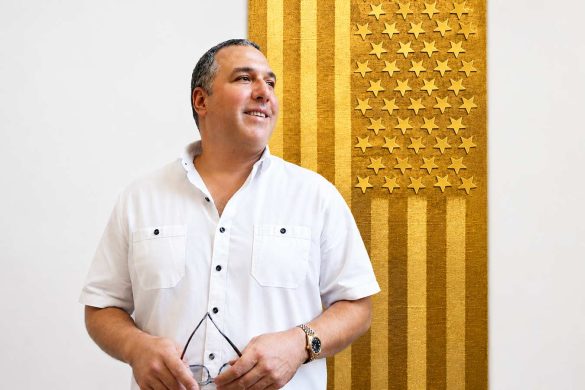 Mateo Blanco Exhibits Golden Threads Flag at the Cornell Art Museum During the United States 250th Anniversary Commemoration