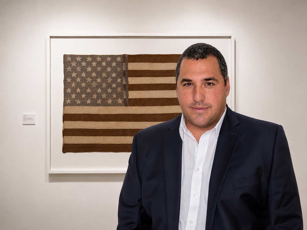 Mateo Blanco with the Native Flag. 2023. Boca Raton museum of art.