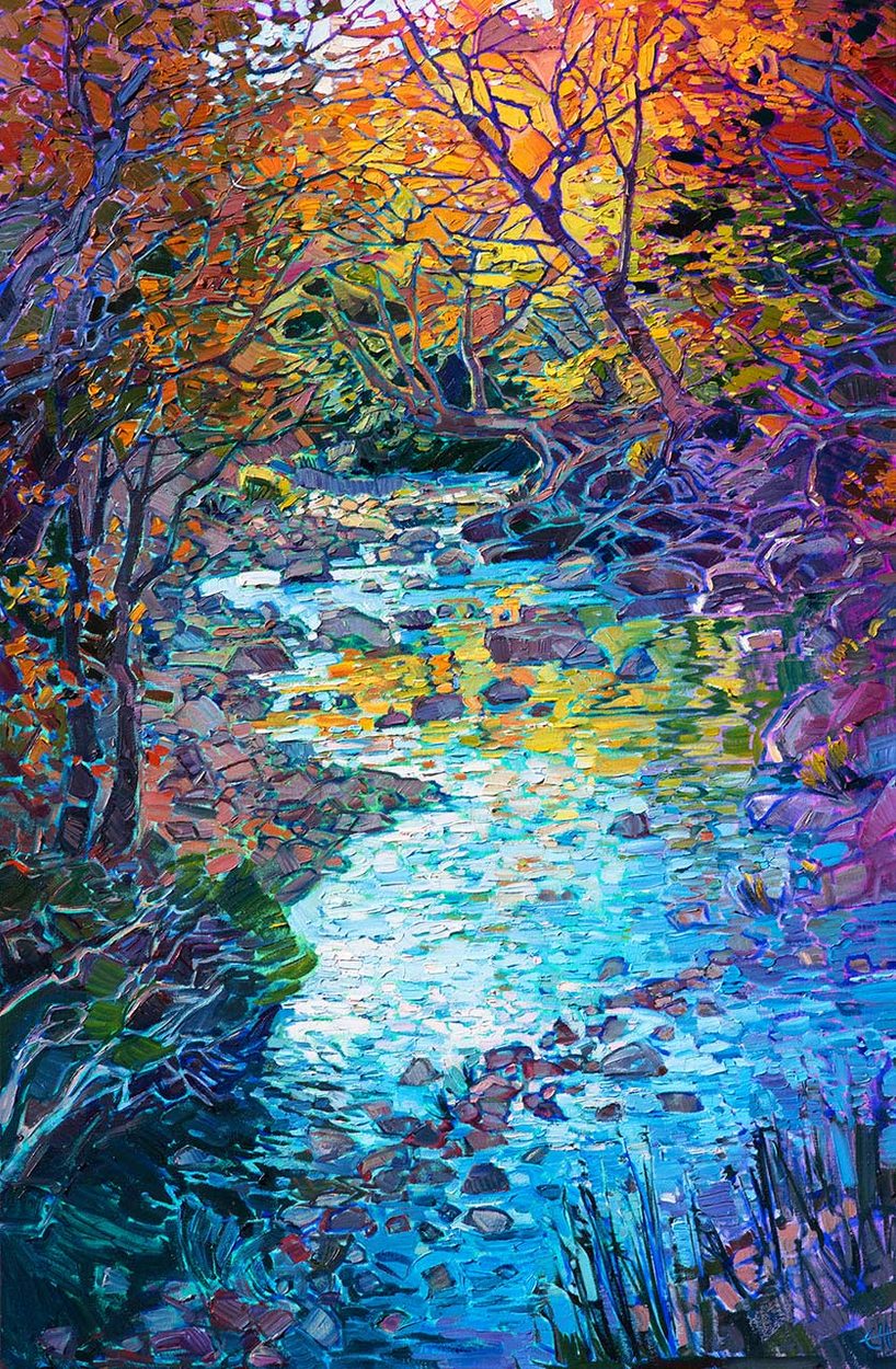 “Crystal Creek”. 2018
Oil on canvas, 
101 x 66 cm
Erin Hanson © 
All  rights reserved